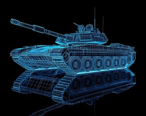 A Futuristic Blueprint Depiction of a Military Armored Fighting Vehicle