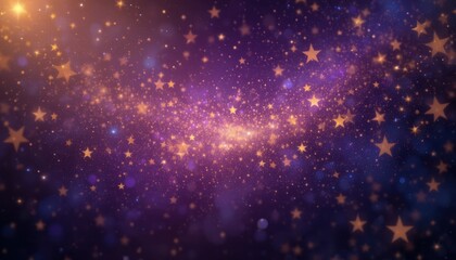 Obraz premium Magical Starry Night Golden Stars on Purple Cosmic Background