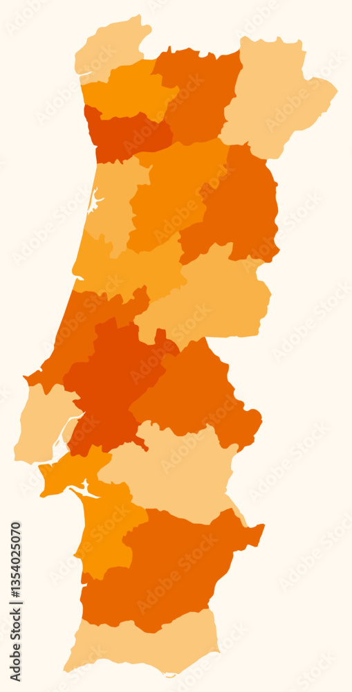 Poster map of portugal with regions. just a simple country border map with region division. orange color pa