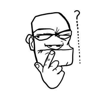 funny cartoon man Thinking hmm..