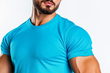 Obraz premium A man with a beard wearing a blue shirt