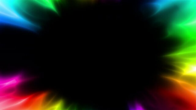 Abstract vibrant, futuristic flowing rainbow aura energy field animation overlay or background with smooth color transitions, transparent background with alpha channel, seamless loopable element