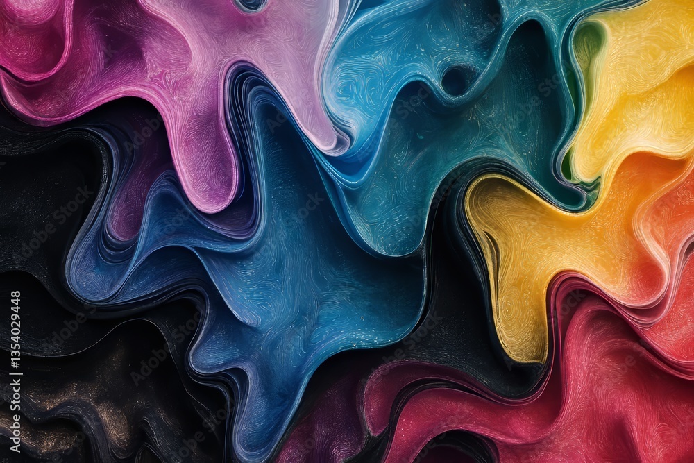 Poster vibrant fractal design with swirling petal patterns and rich gradients on dark textured backdrop