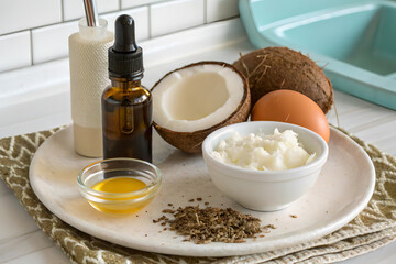 Homemade mask for hair or face.