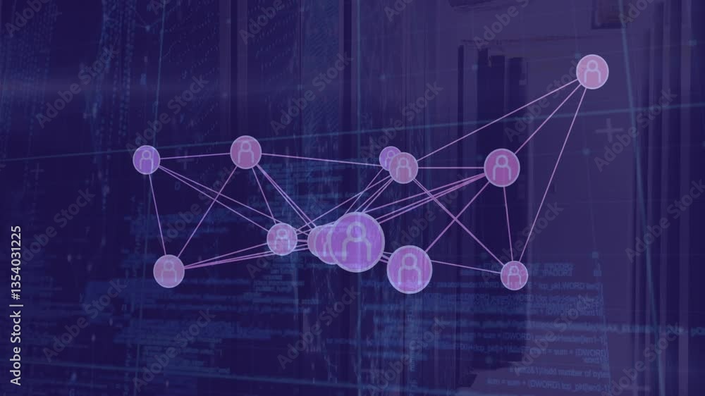 Poster network of connections and data processing animation over digital background