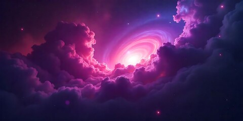 Ethereal Nebula Swirls in a Vast Universe, Milky way galaxy with stars