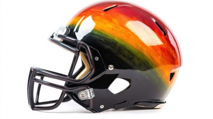 Fototapeta premium Colorful Helmet with Unique Accents on White Background