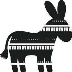 Mexican Donkey Piñata Silhouette - Traditional Party Vector Illustration
