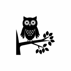 creative details Owl Perched on a Tree Icon vector illustration