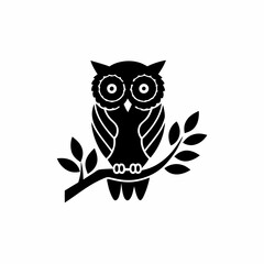 creative details Owl Perched on a Tree Icon vector illustration