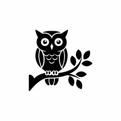creative details Owl Perched on a Tree Icon vector illustration