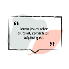 Hand-drawn quote with leaves shape on background. Simple pastel color frame. Elegant speech bubble for text.