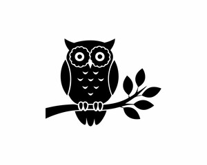 creative details Owl Perched on a Tree Icon vector illustration