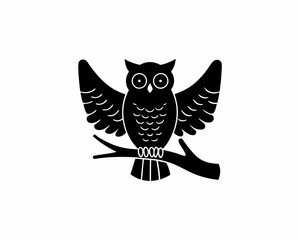 creative details Owl Perched on a Tree Icon vector illustration