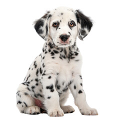 Playful Dalmatian Puppy Portrait in Studio Setting, Animal Photography, Joyful Mood