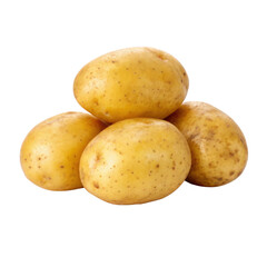 Fresh yellow potatoes stacked together, showcasing their smooth skin and earthy texture