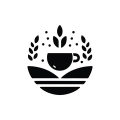 Coffee logo illustration, coffee with minimal logo vector coffee buds with leaves simple icon for cafe
