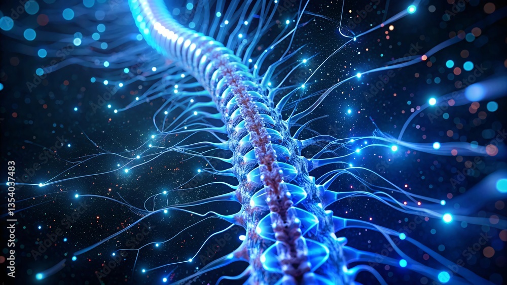 Poster neural network visualization: an abstract illustration of a neural network comes alive with radiant 
