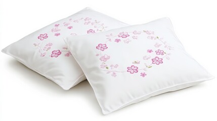 Pastel Embroidered Accent Pillow on White Background
