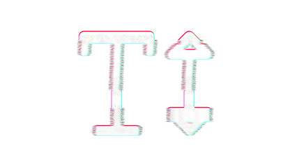 Icon text height is distorted. Glitch. Noise, chromatic aberration, geometric distortion