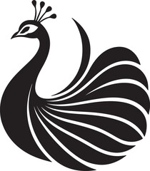 A Peacock Silhouette vector art illustration showcases the graceful outline of a peacock, highlighting its elegant feathers, monochromatic design ideal for creative projects.