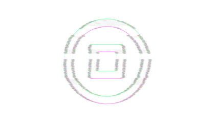 Fototapeta premium Icon stop circle is distorted. Glitch. Noise, chromatic aberration, geometric distortion