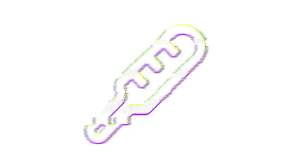 Icon thermometer is distorted. Glitch. Noise, chromatic aberration, geometric distortion