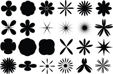 Modern Geometric Flower. Abstract Basic Shape. Brutalist flower star shape. 