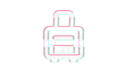 Icon suitcase rolling is distorted. Glitch. Noise, chromatic aberration, geometric distortion