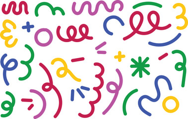 Abstract liquid shape. Colorful children pattern. Doodle curved line.
