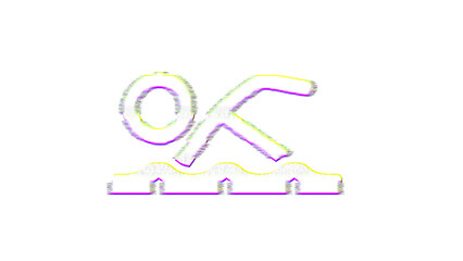 Icon swimmer is distorted. Glitch. Noise, chromatic aberration, geometric distortion