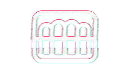 Icon teeth is distorted. Glitch. Noise, chromatic aberration, geometric distortion