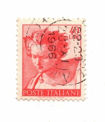 An old postage stamp from Italy isolated on a white background.