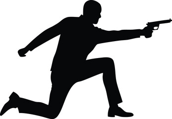 Silhouette Bodyguard Spy Man Gun