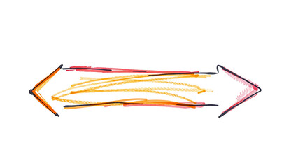 Hand-Drawn Red and Yellow Double Arrow isolated on transparent background.