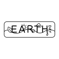 Cute sign with the words earth day doodle outline