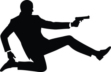 Silhouette Bodyguard Spy Man Gun