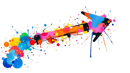 Colorful Abstract Paint Splash Arrow isolated on transparent background.