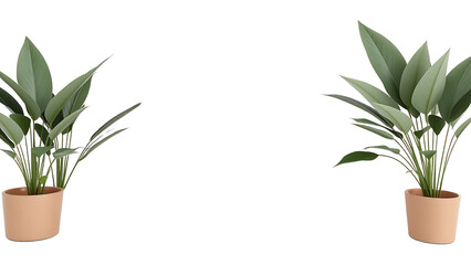 Decorative Indoor Potted Plants isolated on transparent background.