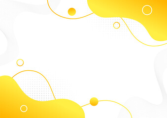 Yellow abstract background with wavy lines and dots. Template for your design