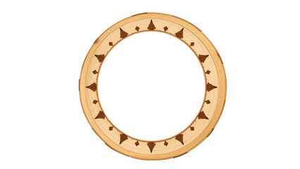 Decorative Wooden Round Frame isolated on transparent background.