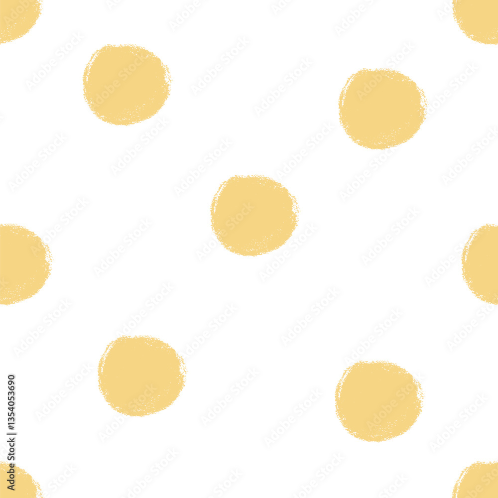 Poster polka dots yellow abstract seamless pattern marker drawn. circular spots allover background. round b