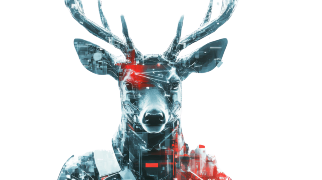 an abstract portrayal of a deer in a high technology isolated on white background