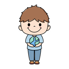 Boy with globe