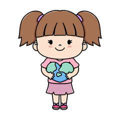 Girl with a heart-shaped globe