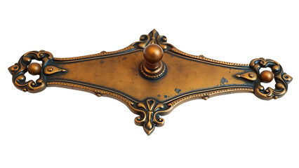 Vintage Brass Door Knob Plate isolated on transparent background.