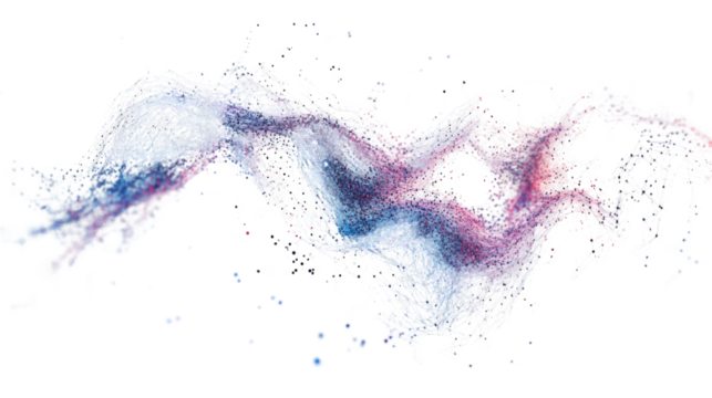 an abstract representation of AI overlapping isolated on white background