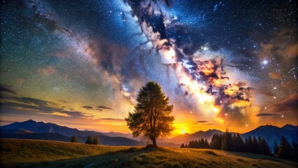 Fototapeta premium Majestic Milky Way Over Landscape