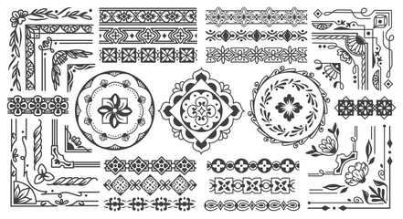 Vintage Ornamental Border and Frame Collection – Decorative Floral & Geometric Elements