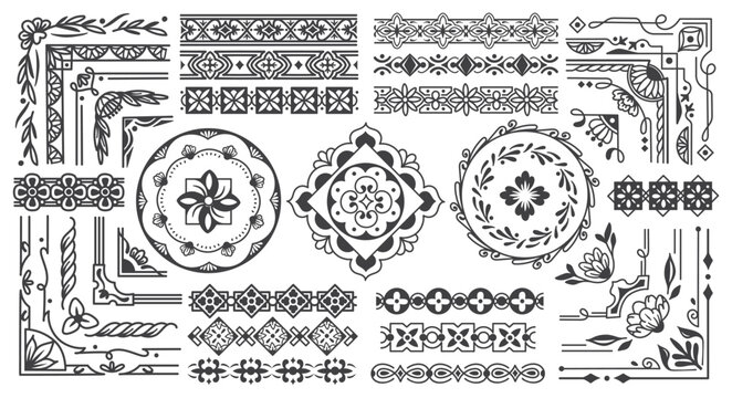 Vintage Ornamental Border and Frame Collection &ndash; Decorative Floral & Geometric Elements